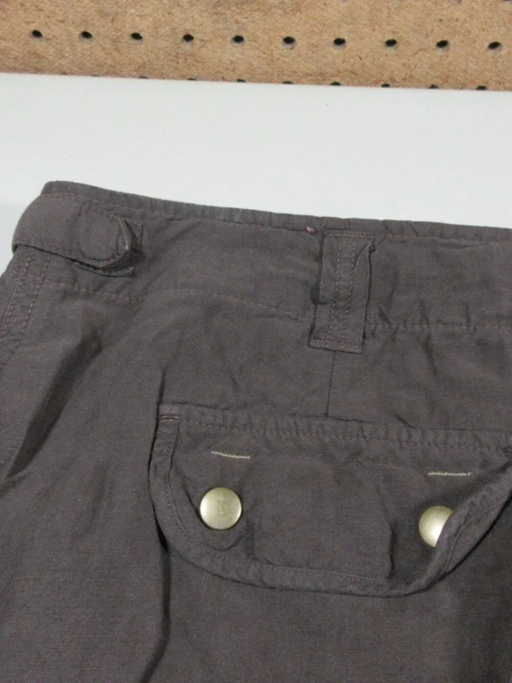 JCrew womens solid brown cargo linen silk blend knee length skirt 12